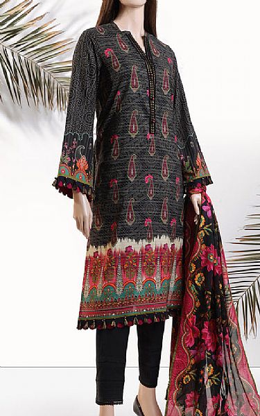 Saya Black Zari Stripe Line Suit | Pakistani Lawn Suits- Image 1