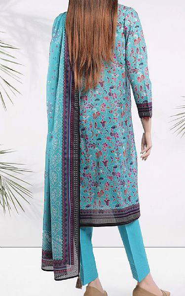 Saya Turquoise Zari Stripe Line Kurti | Pakistani Lawn Suits- Image 2