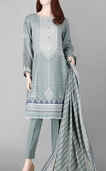 Saya Light Grey Khaddar Suit (2 Pcs) | Pakistani Dresses in USA- Image 1