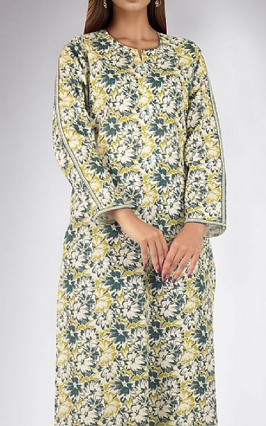 Saya Off-white/Teal Khaddar Suit | Pakistani Winter Dresses in USA- Image 2