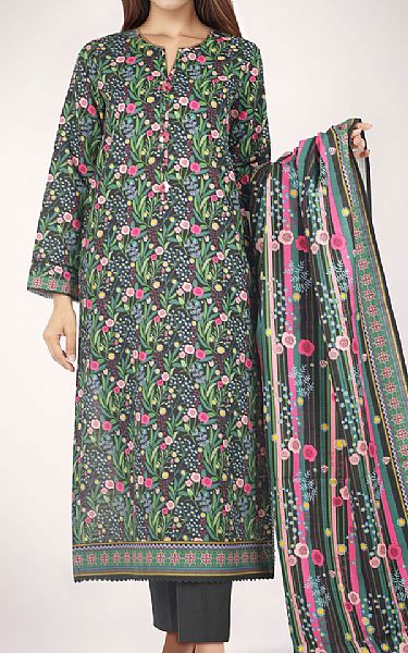 Saya Black/Green Khaddar Suit | Pakistani Winter Dresses in USA- Image 1