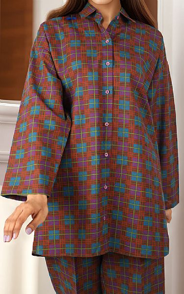 Saya Rust Khaddar Suit (2 Pcs) | Pakistani Winter Dresses in USA- Image 2
