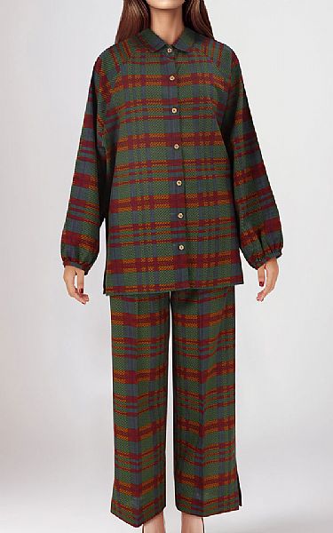 Saya Olive Khaddar Suit (2 Pcs) | Pakistani Winter Dresses in USA- Image 1