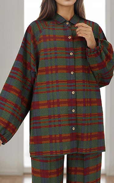 Saya Olive Khaddar Suit (2 Pcs) | Pakistani Winter Dresses in USA- Image 2