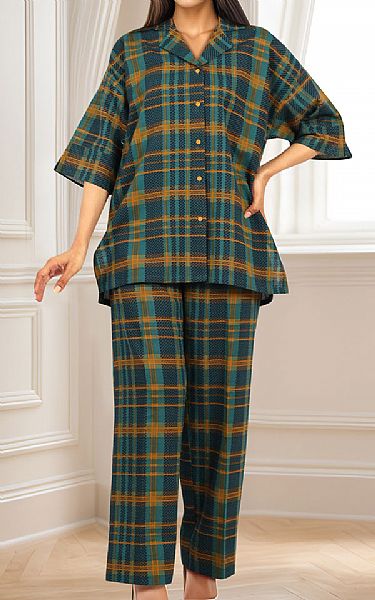 Saya Teal/Blue Khaddar Suit (2 Pcs) | Pakistani Winter Dresses in USA- Image 1