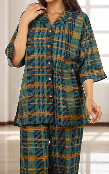 Saya Teal/Blue Khaddar Suit (2 Pcs) | Pakistani Winter Dresses in USA- Image 2