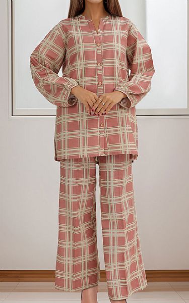 Saya Ivory/Pink Khaddar Suit (2 Pcs) | Pakistani Winter Dresses in USA- Image 1