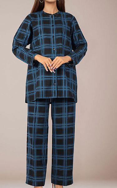 Saya Black/Navy Khaddar Suit (2 Pcs) | Pakistani Winter Dresses in USA- Image 1
