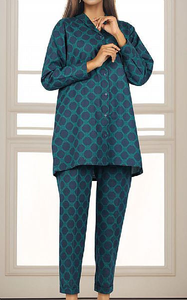 Saya Teal Khaddar Suit (2 Pcs) | Pakistani Winter Dresses in USA- Image 1