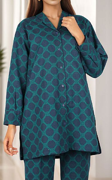 Saya Teal Khaddar Suit (2 Pcs) | Pakistani Winter Dresses in USA- Image 2
