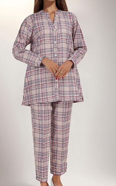 Saya Pink/Grey Khaddar Suit (2 Pcs) | Pakistani Winter Dresses in USA- Image 1