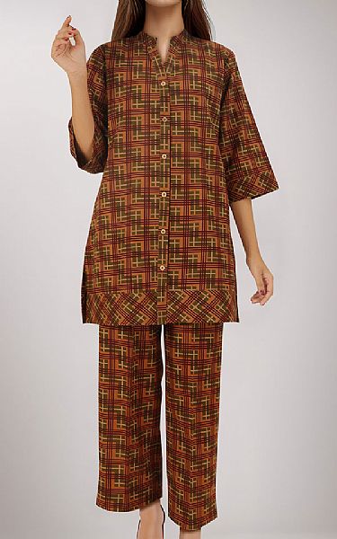 Saya Bronze Khaddar Suit (2 Pcs) | Pakistani Winter Dresses in USA- Image 1