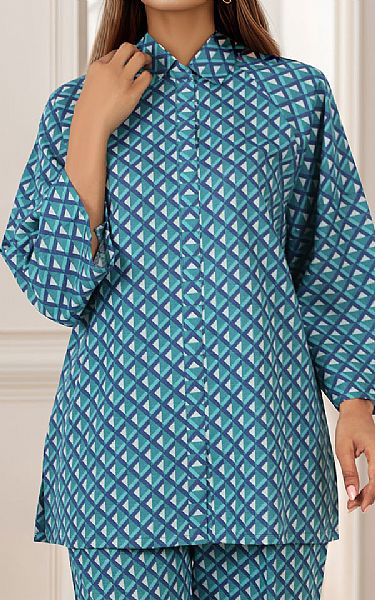 Saya Turquoise Khaddar Suit (2 Pcs) | Pakistani Winter Dresses in USA- Image 2