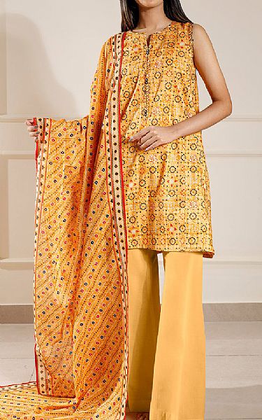 Saya Sand Gold Lawn Suit | Pakistani Lawn Dress in USA- Image 1