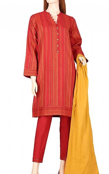 Saya Red Jacquard Suit | Pakistani Dresses in USA- Image 1