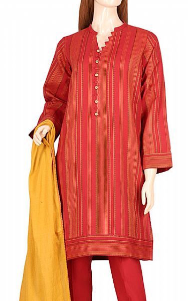 Saya Red Jacquard Suit | Pakistani Dresses in USA- Image 2