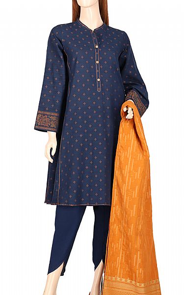Navy Blue Jacquard Suit | Pakistani Dresses in USA