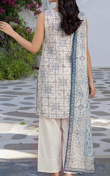 Saya White/Turquoise Lawn Suit (2 Pcs) | Pakistani Lawn Dress in USA- Image 2