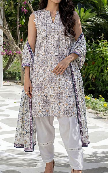 Saya White/Lilac Lawn Suit (2 Pcs) | Pakistani Lawn Dress in USA- Image 1