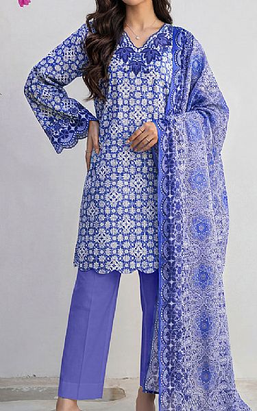 Saya Cornflower Blue Lawn Suit (2 Pcs) | Pakistani Lawn Dress in USA- Image 1