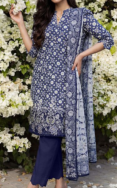Saya Navy Blue Lawn Suit (2 Pcs) | Pakistani Lawn Dress in USA- Image 1