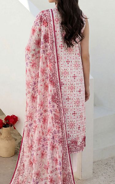 Saya White/Coral Lawn Suit (2 Pcs) | Pakistani Lawn Dress in USA- Image 2