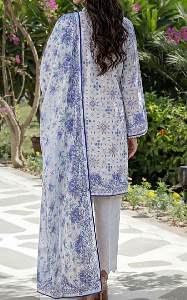 Saya White/Blue Lawn Suit (2 Pcs) | Pakistani Lawn Dress in USA- Image 2
