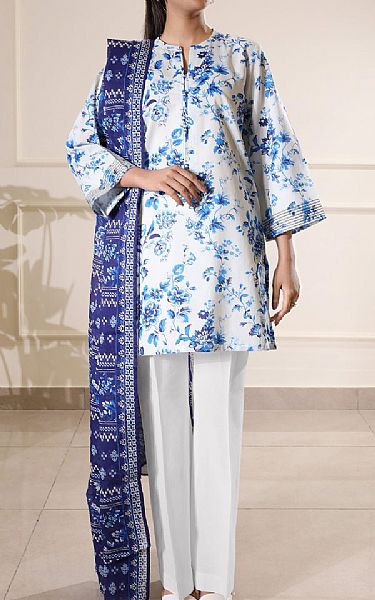 Saya White/Blue Lawn Suit | Pakistani Lawn Dress in USA- Image 1
