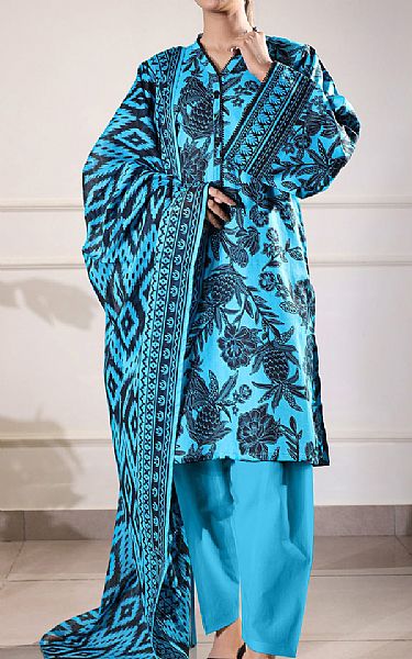 Saya Turquoise/Black Lawn Suit | Pakistani Lawn Dress in USA- Image 1