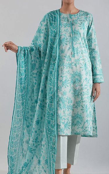 Saya Aqua/Off White Lawn Suit | Pakistani Lawn Dress in USA- Image 1