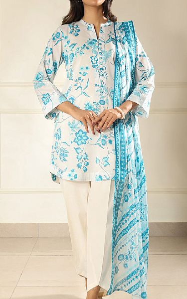 Saya White/Blue Lawn Suit | Pakistani Lawn Dress in USA- Image 1