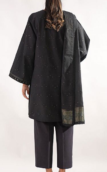 Saya Black Jacquard Suit | Pakistani Winter Dresses in USA- Image 2