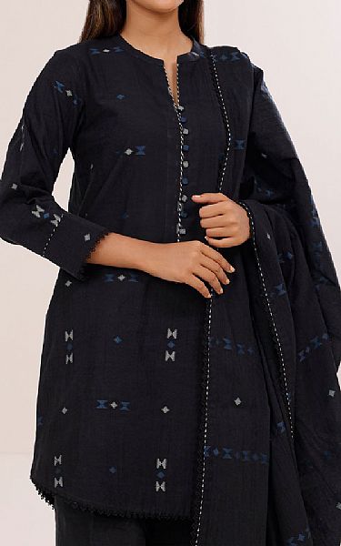 Saya Black Jacquard Suit | Pakistani Winter Dresses in USA- Image 2