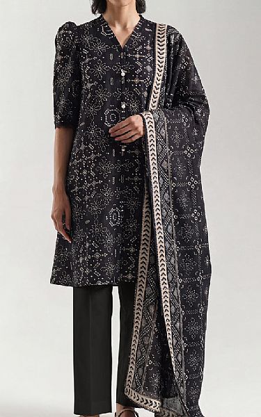 Saya Black/Off White Lawn Suit (2 pcs) | Pakistani Lawn Dress in USA- Image 1