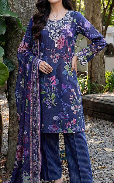 Saya Deep Blue Lawn Suit | Pakistani Lawn Dress in USA- Image 1
