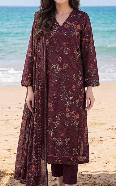 Saya Wine Lawn Suit | Pakistani Lawn Dress in USA- Image 1