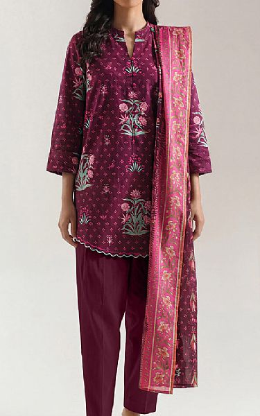 Saya Wine Berry Lawn Suit | Pakistani Lawn Dress in USA- Image 1