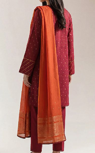 Saya Vivid Burgundy Jacquard Suit | Pakistani Lawn Dress in USA- Image 2