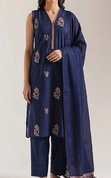 Saya Navy Blue Jacquard Suit | Pakistani Lawn Dress in USA- Image 1