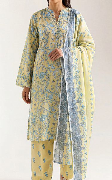 Saya Pastel Yellow Lawn Suit | Pakistani Lawn Dress in USA- Image 1