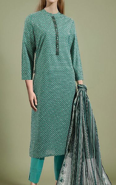 Saya Green Lawn Suit (2 pcs) | Pakistani Lawn Suits- Image 1