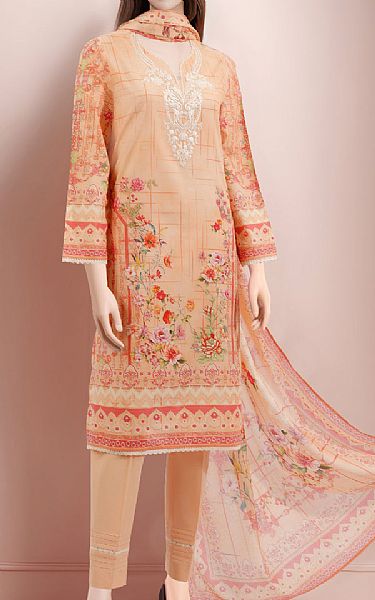 Saya Peach Lawn Suit | Pakistani Lawn Suits- Image 1