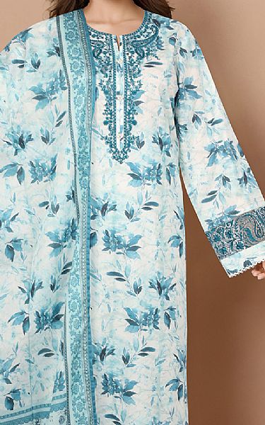 Saya Off White/Teal Lawn Suit (2 pcs) | Pakistani Lawn Dress in USA- Image 2
