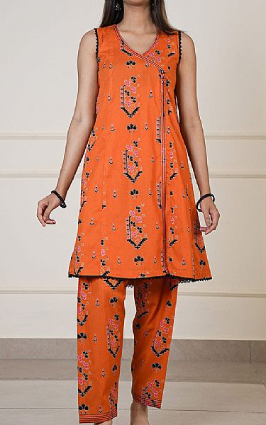 Saya Orange Lawn Suit (2 pcs) | Pakistani Lawn Dress in USA- Image 1