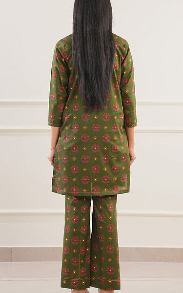 Saya Olive Green Lawn Suit (2 pcs) | Pakistani Lawn Dress in USA- Image 2
