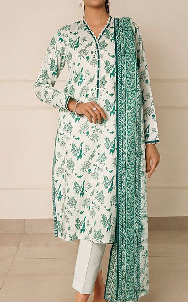 Saya Off White/Green Lawn Suit | Pakistani Lawn Dress in USA- Image 1