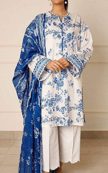 Saya White/Blue Lawn Suit | Pakistani Lawn Dress in USA- Image 1
