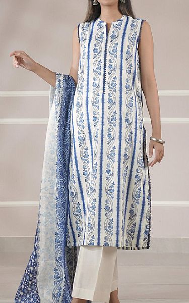 Saya Off White/Blue Lawn Suit | Pakistani Lawn Dress in USA- Image 1