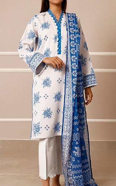Saya White/Blue Lawn Suit | Pakistani Lawn Dress in USA- Image 1