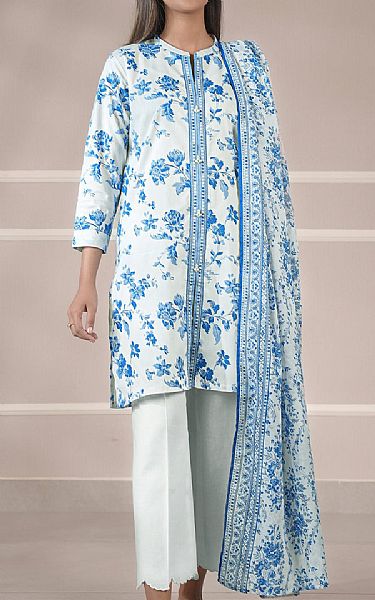 Saya White/Blue Lawn Suit | Pakistani Lawn Dress in USA- Image 1